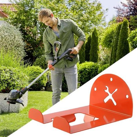 Wandmontiertes Aufhängesystem und Aufbewahrungsregal für Akku-Werkzeuge in Garage/Gartenhaus, geeignet für Trimmer, Rasenmäher, Kettensägen und Bohrmaschinen (1/4)