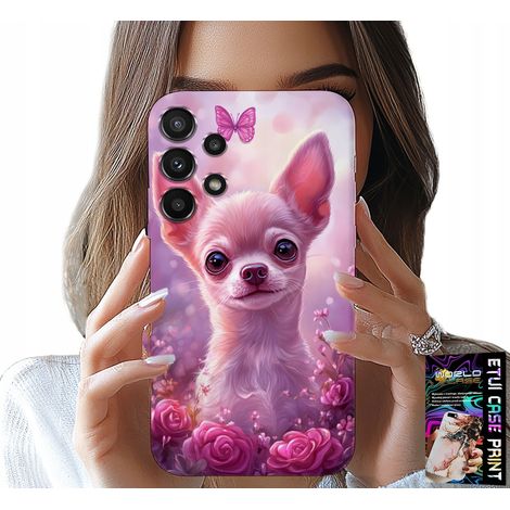 Custodia per Samsung Galaxy A32 5G - dolce chihuahua su sfondo rosa con fiori (1/5)