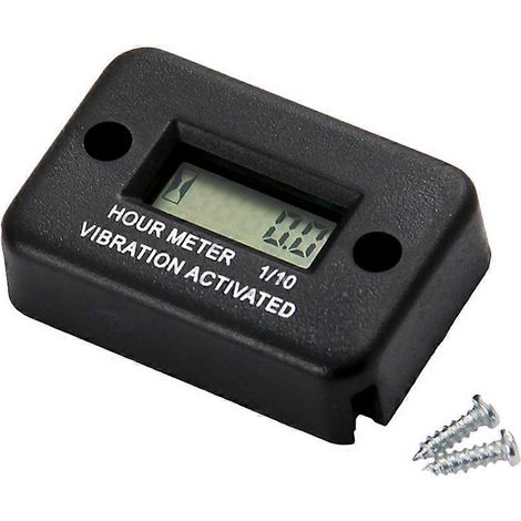 Compteur horaire numérique étanche à vibrations avec écran LCD pour moteurs essence/diesel, tondeuses à gazon et motos (noir)-5.4X3.65cm