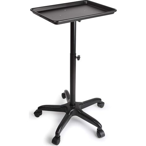 Chariot de coiffeur - 64-108cm - Chariot de travail réglable en hauteur - Étagère mobile - Pour salon de coiffure, spas - Noir