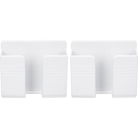 2 Pièces Support Encoches Téléphone de Portable pour Télécommande Adhésif Mural et en Abs Blanc Charge, Gain de Place Cuisine et Bureau (1/5)