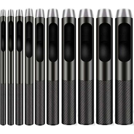 [JAMAIS UTILISÉ]Lot de 10 emporte-pièces ronds en acier pour le travail du cuir, trous de 1 à 10 mm pour ceintures, bracelets de montres et vêtements.