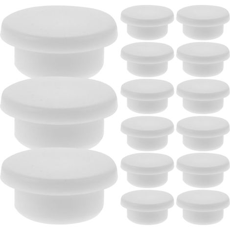 20 bouchons trop-plein, silicone, blanc, pour salle de bain (1/5)