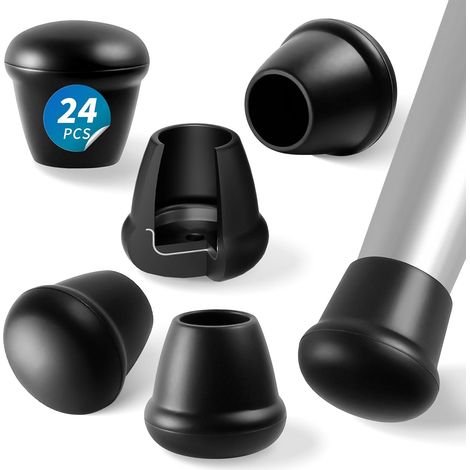 Protezioni per gambe di sedie, 24 pezzi di tappi per gambe di mobili in silicone nero, piccoli cuscinetti protettivi per gambe di sedie, riducono i graffi, fondo ispessito, diametro 16-19 mm (1/5)