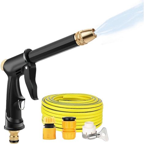 Outil multifonctionnel de lavage de voiture, buse de tuyau haute pression avec jet réglable à 360°, raccord en laiton et verrouillage de la gâchette pour le lavage de voiture (1/5)