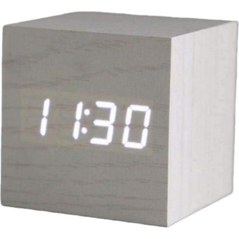 Horloge cube en bois Longziming avec affichage LED - Mode 12/24 heures - Double alimentation - Pour la maison et le bureau (1/5)