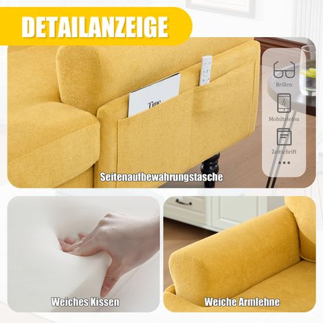 Fauteuil inclinable en chenille minimaliste pour salon et chambre,pieds en bois,dossier confortable,accoudoirs et poches latérales,pour bureaux-Go