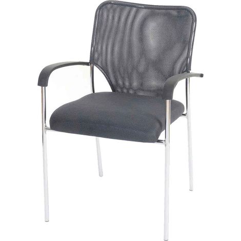 Lot de 4 chaises de conférence / visiteur Tulsa, empilable, tissu siège gris, dossier gris (1/5)