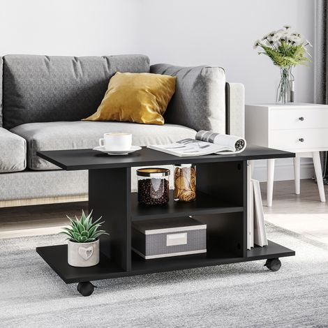 Mueble para Televisión Mesa para TV con Estantes y Ruedas con Bloqueo Superficie de Melamina 80x40x40 cm Negro (1/5)