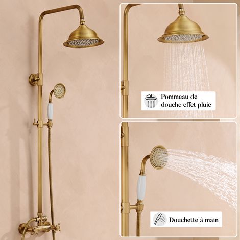 Gold Verstellbares Duschset Duscharmatur Retro Bad Duschsystem Regendusche mit Handbrause Duschsystem mit 20 Schwenkduschkopf mit Regendusche Handbrause Messing (1/5)