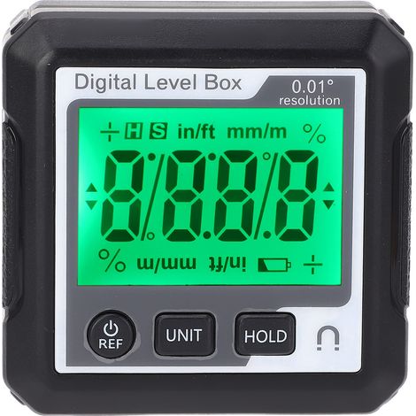 Boîte à niveau numérique magnétique avec inclinomètre électronique mesure d'angle rapporteur pour travail du bois réparation auto noir blanc (1/5)