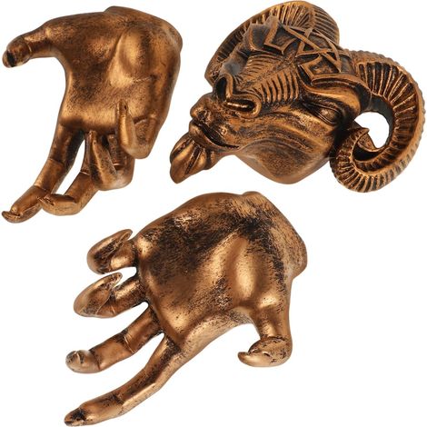 Horror Wanddeko Ziegenschädel Resin Teiliges mit Detaillierter Main et Hornfigur Robuste Goth (1/5)
