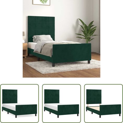 Kopfteil - Bettgestell ohne Matratze Dunkelgrün 120x200 cm Samt (1/5)