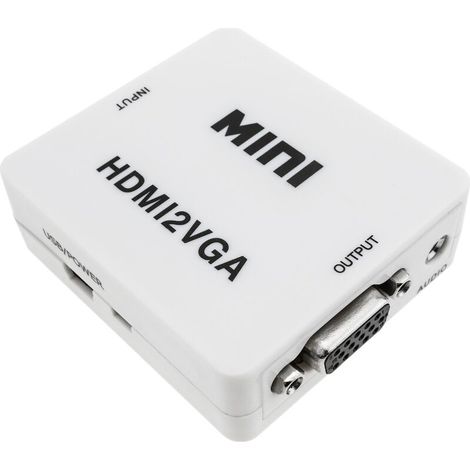 Convertisseur HDMI vers VGA avec audio stéréo analogique couleur blanche (1/5)