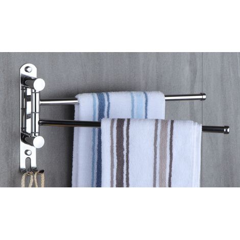 CCYKXA Badezimmer-Handtuchhalter mit 2 Stangen, 180 ° drehbarer Handtuchtrockner, SUS304 Edelstahl, Wandmontierter Handtuchhalter für Küchenspüle