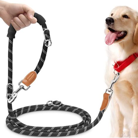 Laisse Réglable 3 m, Multifonctionnelle 3 Points Robuste avec Poignée Confort pour 2 Chiens, Longe pour Petite à Grande Taille, Promenade, Dressage, Entraînement (1/5)