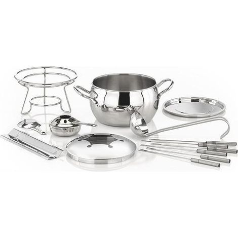 Aps Set per Fonduta in Acciaio Inox 13 Pezzi