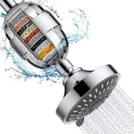 Filtre de douche détartreur en 21 étapes, adoucisseur d'eau de douche, pommeau de douche amovible (avec cartouche filtrante) (1/5)