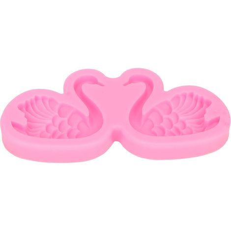 pièces n° 2 Rose -- A409 Une paire de moules en silicone en forme de cygne pour gâteaux en fondant, gelée, chocolats, décorations de table de desserts, bougies et bougies parfumées. (1/5)