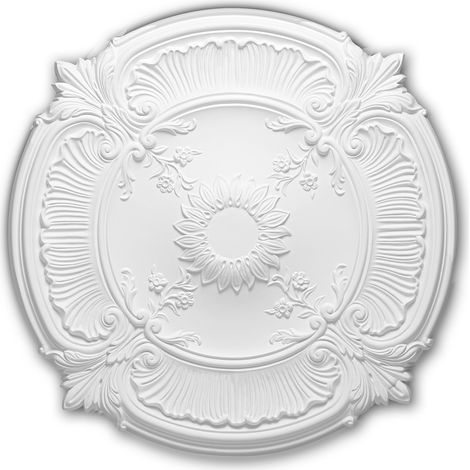 Ceiling Rose 156026 Profhome Ceiling Decoration Medallion Rosette Decorative Element Neo-Renaissance style white Ø 77 cm