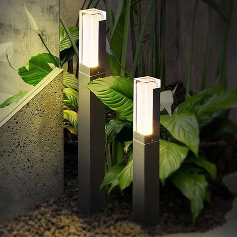 Lot de 2 lampadaires LED d'extérieur pour jardin, 7 W, éclairage de chemin, IP65, étanche, lumière blanche naturelle 4 000 K, éclairage de terrasse, noir, 40 cm [Classe énergétique E]