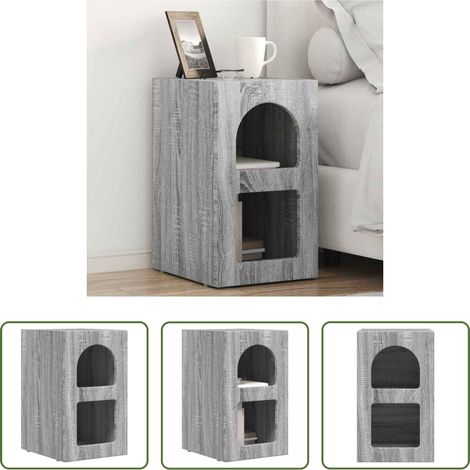 vidaXL Nachttisch mit Regalen -  Nachttisch Graues Sonoma 29,5 x 33,5 x 50 cm Holzwerkstoff (1/5)