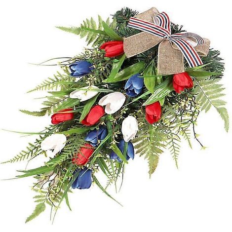 Couronne de fleurs artificielles, tulipes artificielles colorées pour les fêtes saisonnières (1/4)