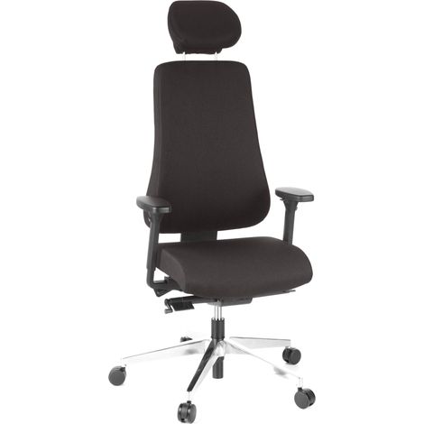 Bürostuhl / Chefsessel PRO-TEC 400 Stoff schwarz Alu poliert hjh OFFICE (1/5)