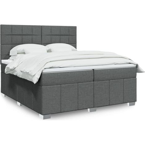 Boxspringbett mit Matratze Dunkelgrau 200x200 cm Stoff