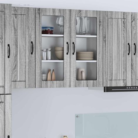 vidaXL Cabinet en verre mural LUCCA Sonoma gris 80 x 31 x 80 cm