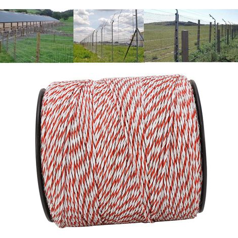 Corde conductrice électrique blanche et rouge d'acier inoxydable de fil de clôture de bétail de 500M