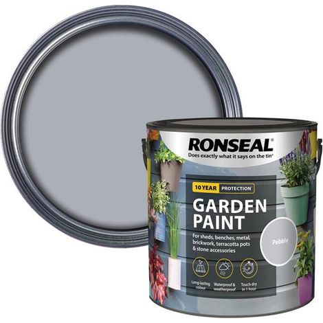 Ronseal 38510 Garden Paint Pebble 2.5L Exterior Outdoor Wood Shed Metal Brick