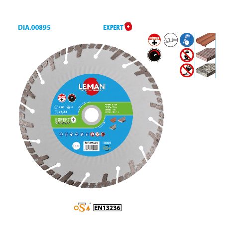 LEMAN Disque Diamant Turbo Segments D230 Al22,23 mm 895230 Tuile Pierre (1/2)