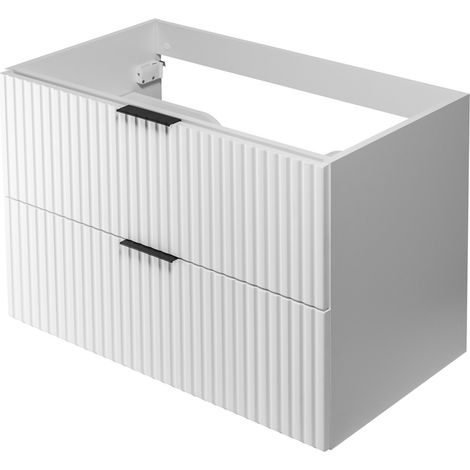 Mobile lavabo, Bianco, 80 x 57 x 46 cm, maniglia nera, senza piano di lavoro (1/4)