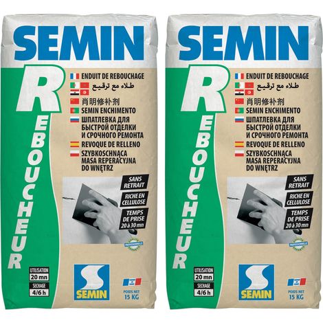 Enduit de Rebouchage Semin R - Intérieur - Poudre - Sac 15 kg (lot de 2) (1/4)