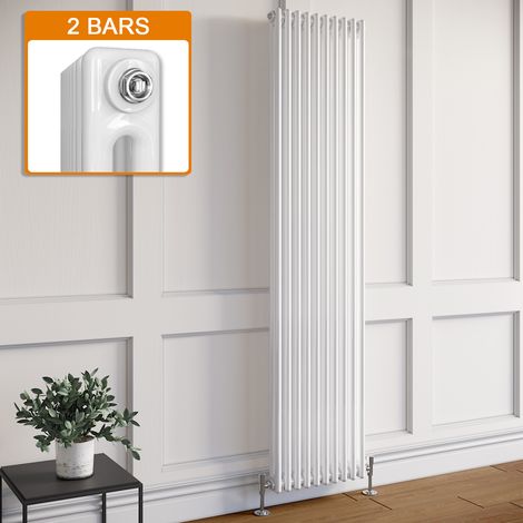 ELEGANT 1800 x 470mm White Traditional Radiator Vertical Cast Iron Style Double Column Rad (1/5)