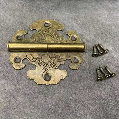4 pièces de charnières d'armoire vintage, boîte à trésors en perles de porte d'armoire en laiton, accessoires de quincaillerie de meubles (1/3)