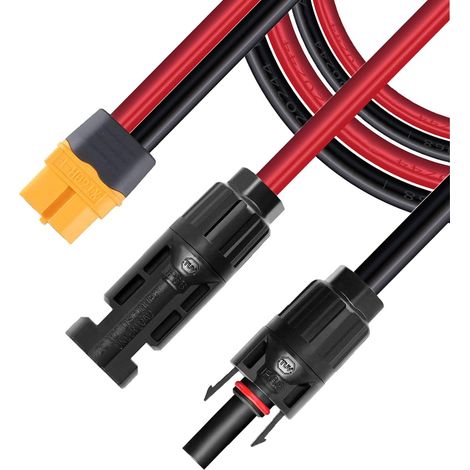 Connecteur solaire vers XT60 Adaptateur Panneau solaire Câble d'extension 12AWG Câble Compatible pour DELTA 2 River 2 Max Pro Mini générateur solaire Powerstation (3M) (1/5)