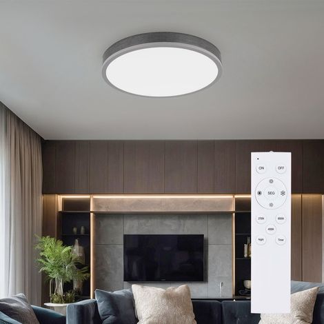 Plafonnier lampe de salon lampe de plafond bois CCT veilleuse télécommande LED