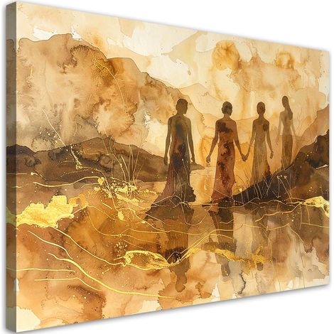 Quadro su tela, Sagome di donne in caldi toni seppia e acquerello, 90x60 (1/5)