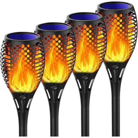 Torche Solaire - Non spécifié - 4 Pack - LED Améliorées - Imperméable - Flamme Vacillante (1/4)
