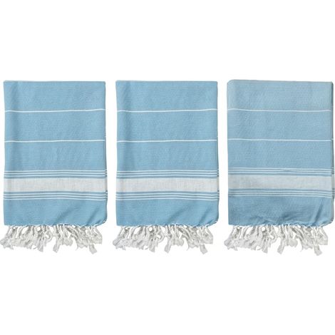 TELO MARE ZUMA IN COTONE- - cm.90x180 - colore azzurro - 3 pezzi XTRA (1/2)