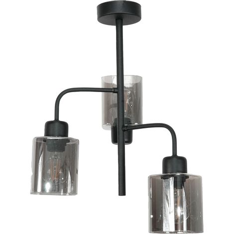 Klassische schwarze Hängeleuchte mit Graphitglasschirm 15-441 pablik