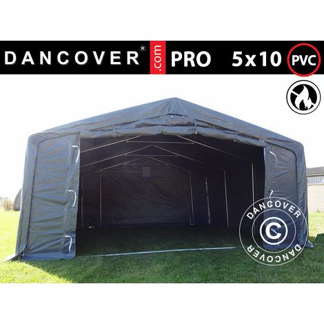Storage shelter PRO 5x10x2x3.39 m, PVC, Grey - Dancover