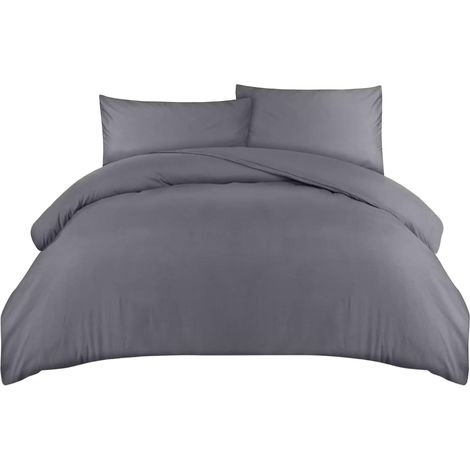 Bedding Housse de Couette 220x240 cm avec 2 Taies d'oreiller 50x75 cm (Gris) - Parure de lit 220 x 240 cm - Ensembles de Housses de Couette en Microfibre brossée Douce (1/5)