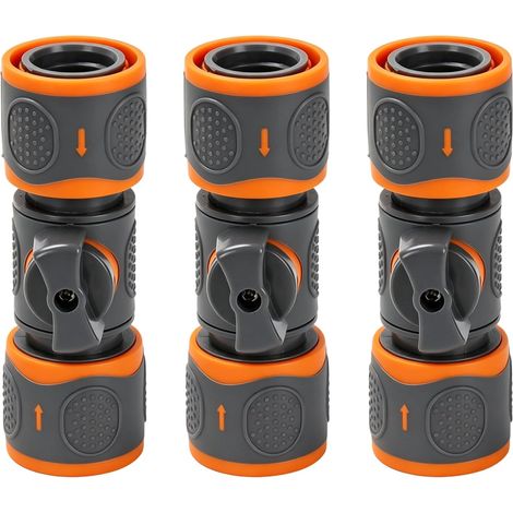 Raccords Universels pour Tuyau d'Arrosage Raccord avec Vanne de Régulation,Compatible 1/2" & 3/4",avec Robinet D'arrêt pour Réguler le Débit D'eau,3 Pièces (1/5)