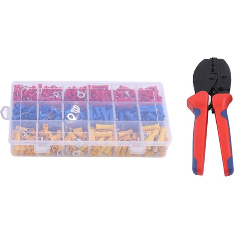 Pince à sertir professionnelle avec 27 types de cosses plates et connecteurs assortis pour câbles 0,56 mm plage AWG2210 (1/5)