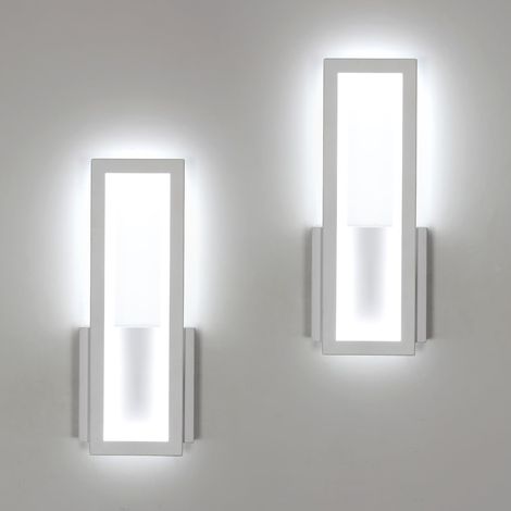 Applique Murale Intérieure LED, 2 Pièces 17W Moderne Lampe Murale Blanc, Luminaire LED Lumière Blanche 6500K pour Chambre, Salon, Couloir, Escalier, 32CM (1/5)