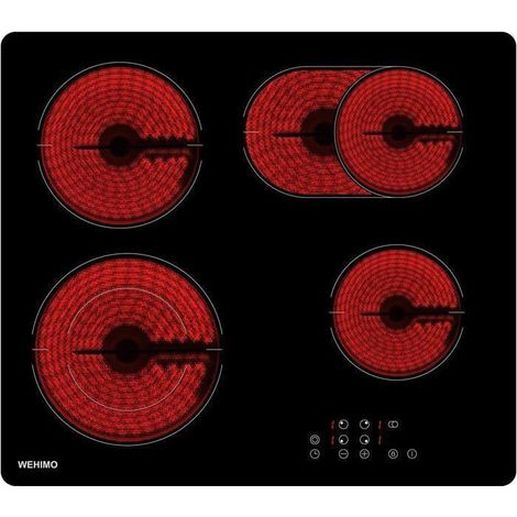 Ceramic glass cooktop - WEHIMO - XINLT2V-48 - 4 burners 7200W - double ring & oval zone - 4 timers 1-99 min (1/5)