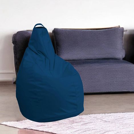 Dmora - Puf Aunter, Sillón multiusos, Puf, Puf reposapiés, Made in Italy, 90x90 h120 cm, Azul (1/4)